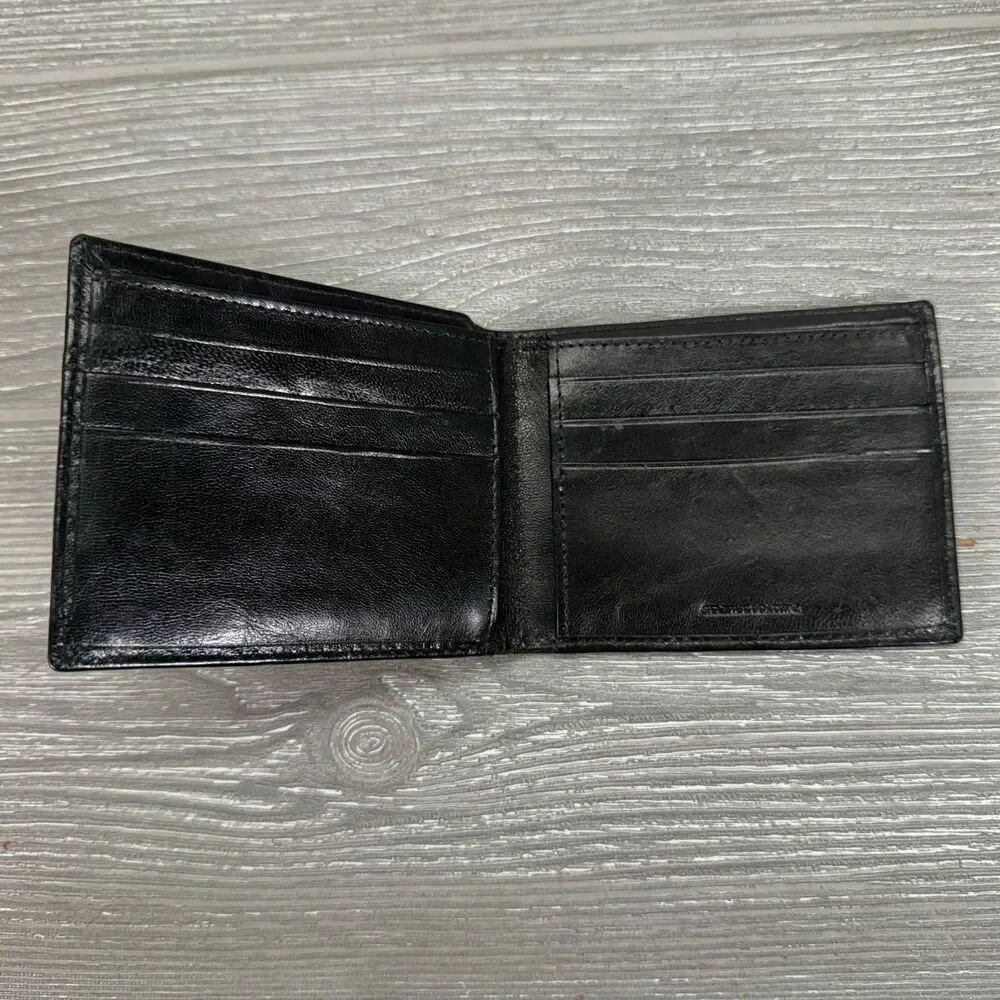 The Savile Row Company London Glossy Black Bifold Leather Wallet - Made in India